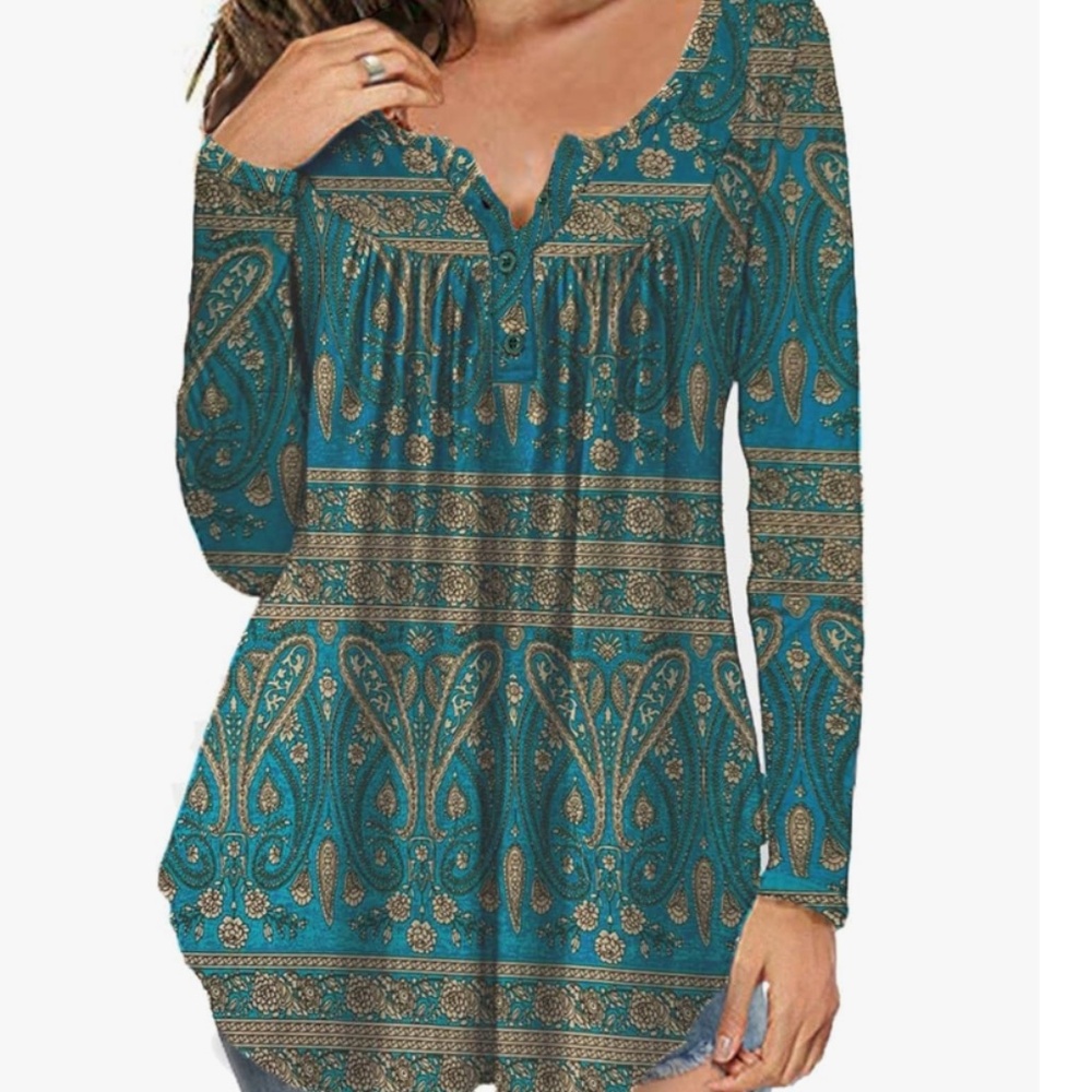 🛍️SeSe Code Paisley/Floral Print Long Sleeve Top XL